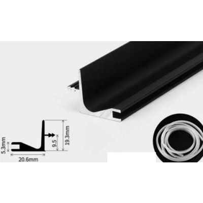 WZC Мебельная Верхняя накладная ручка-профиль черная 3000мм