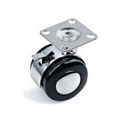Колесо мебельное D-40мм на площадке хром  HD с тормозом