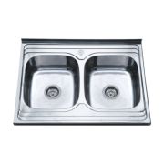 Мойка кухонная накладная нержавеющая сталь 8060-0,6  (800х600мм) HD двойная